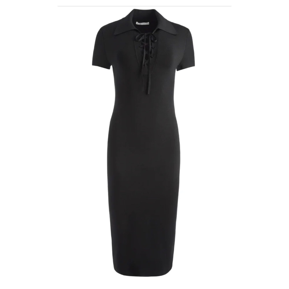 NWT- Alice+ Olivia JANNA LACE UP POLO DRESS Size S